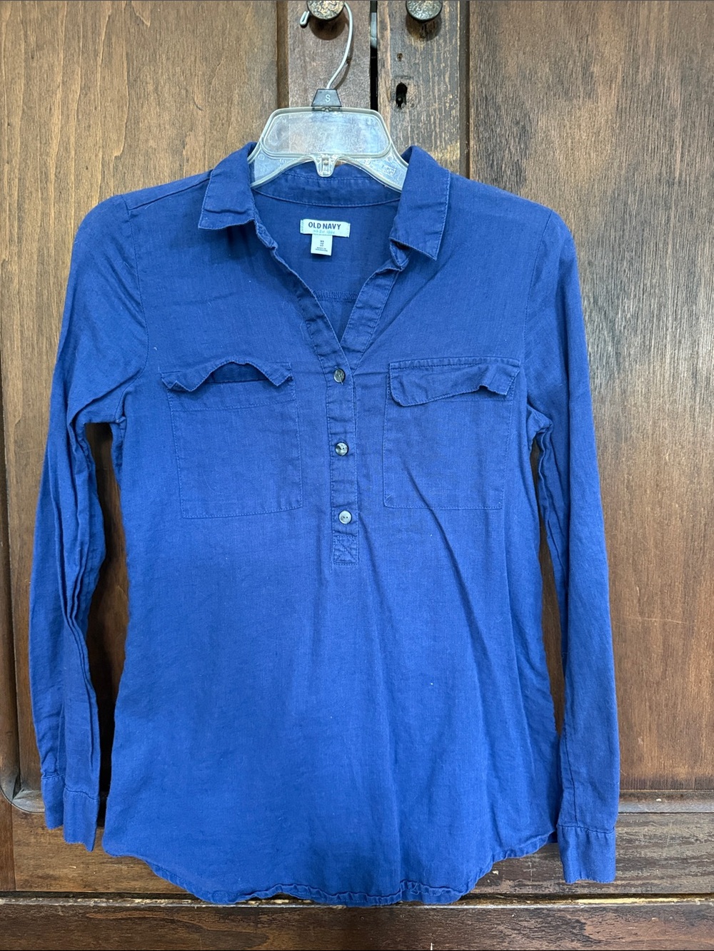 Old Navy Blue Long-Sleeve Popover Shirt